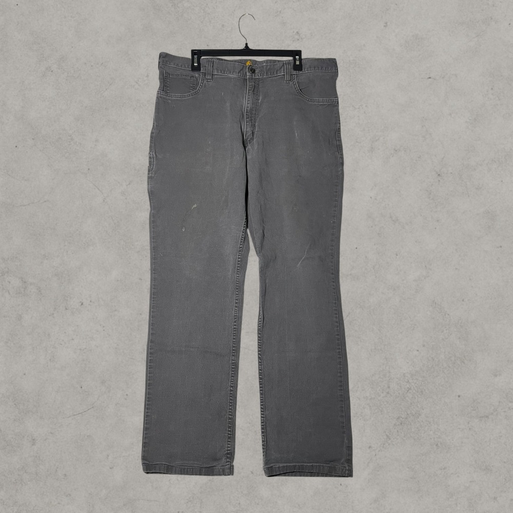 Carhartt Rugged Flex Canvas Work Pants Gray Straight Leg Mens 40x30